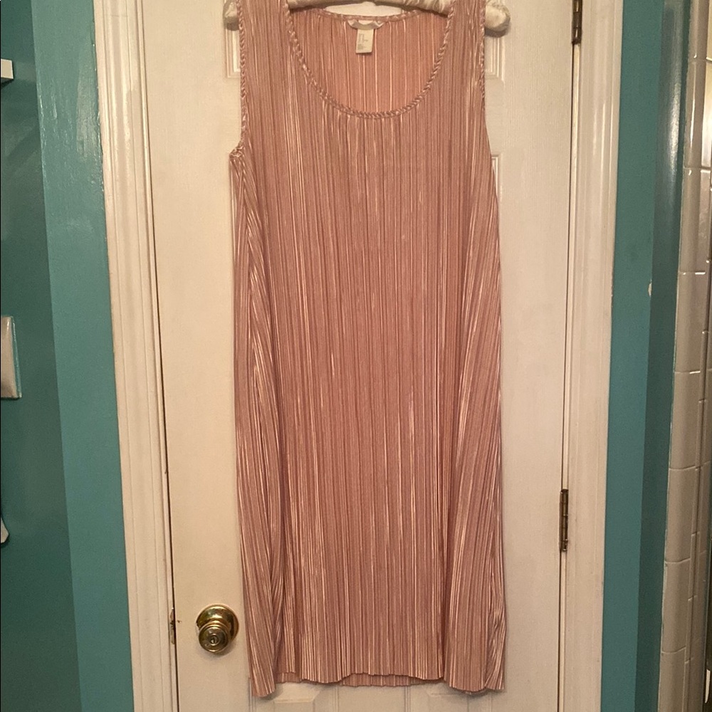 H&M Pink Pleated Sheath Midi Dress
